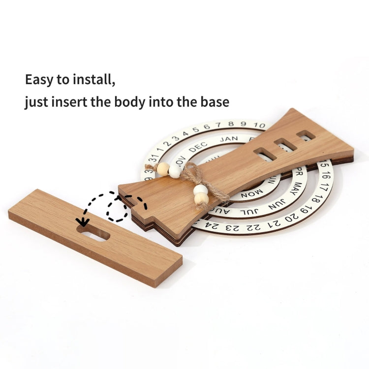 Wooden Manual Rotating Perpetual Calendar Home Decoration Ornaments, Moon, Ferris Wheel, Shovel