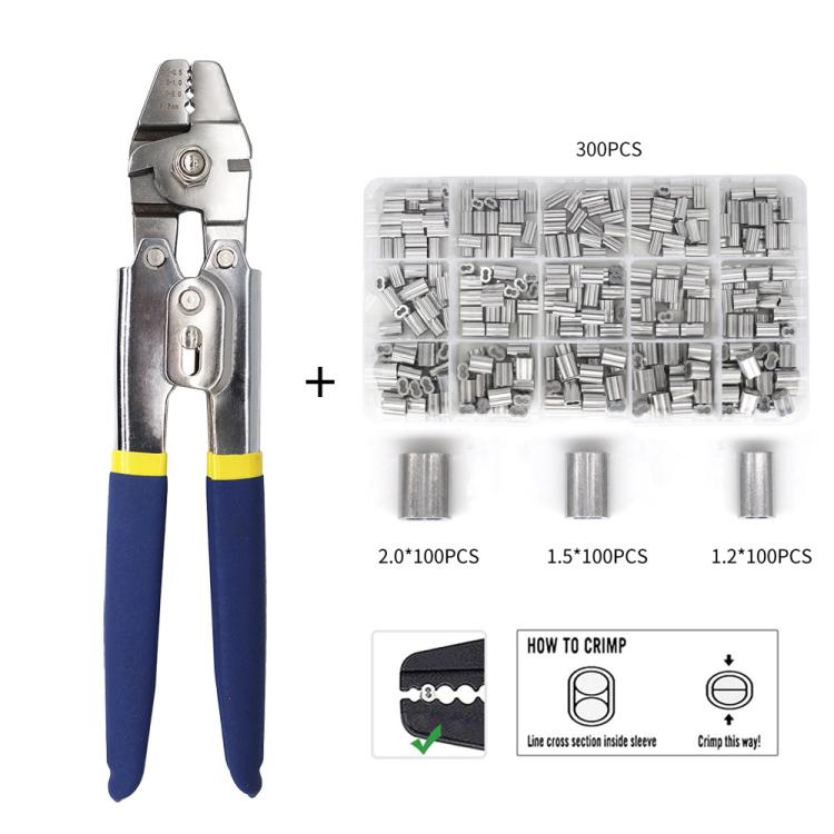 Outdoor Sea Fishing Pliers High-precision Wire Rope Crimping Pliers, SJ-255, SJ-255 + 150pcs, SJ-255 +300pcs