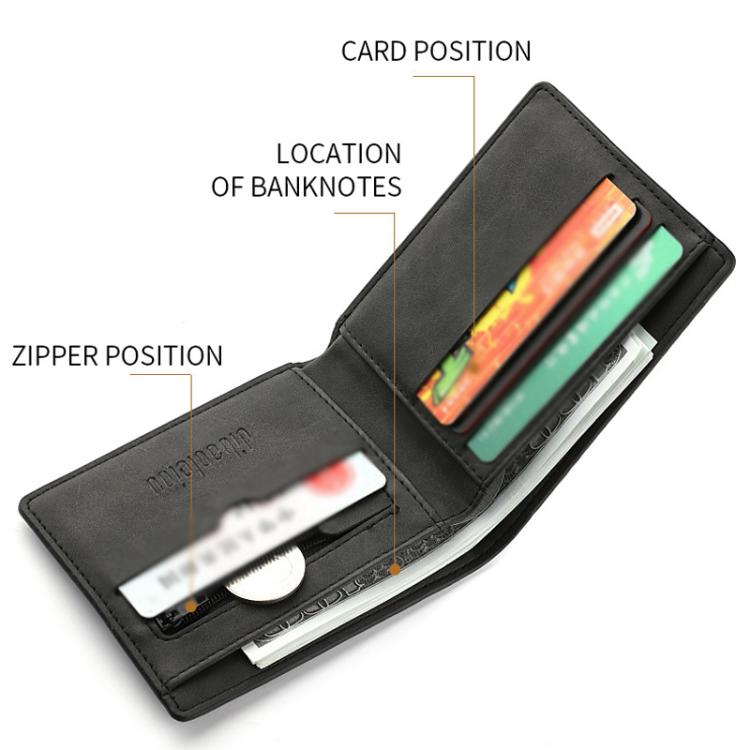 DEABOLAR Men Short Wallet Zipper Simple Soft Leather Purse Card Bag Student Retro Leather Wallet