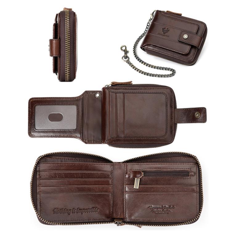 HUMERPAUL BP735 Leather Horizontal Zipper Wallet Multiple Card Slots RFID Anti-Theft Protection Men Purse