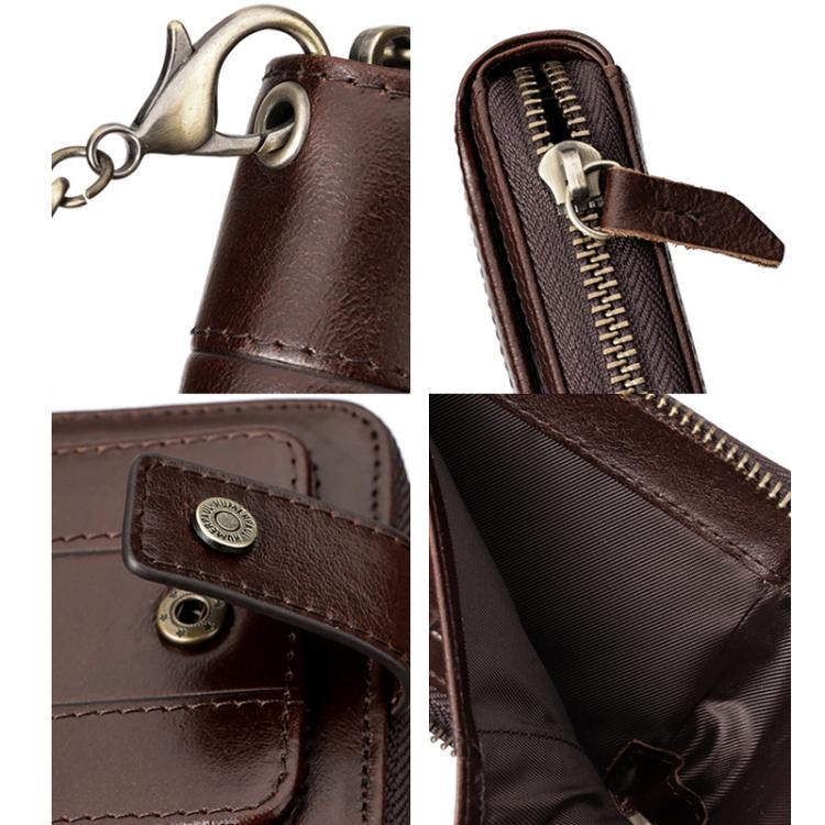 HUMERPAUL BP735 Leather Horizontal Zipper Wallet Multiple Card Slots RFID Anti-Theft Protection Men Purse