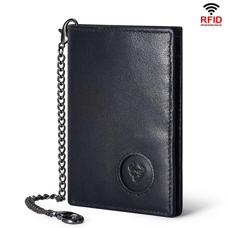 Compatible With Airtag HUMERPAUL BP798 Leather Wallet With Tracker Hole RFID Pull-Out Card Holder Card Case