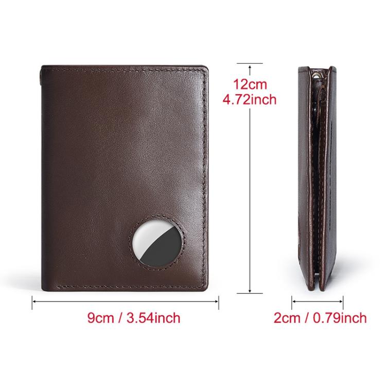 Compatible With Airtag HUMERPAUL BP798 Leather Wallet With Tracker Hole RFID Pull-Out Card Holder Card Case