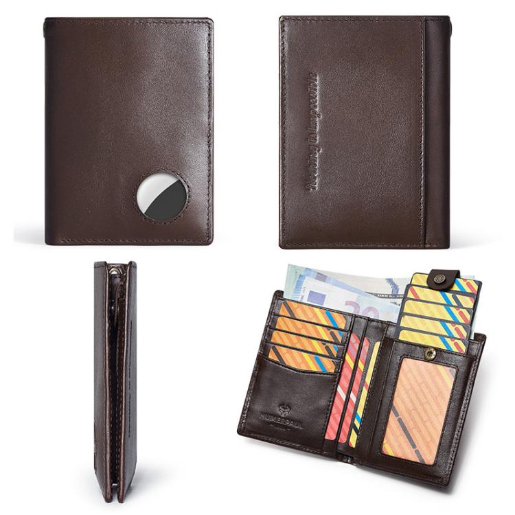 Compatible With Airtag HUMERPAUL BP798 Leather Wallet With Tracker Hole RFID Pull-Out Card Holder Card Case