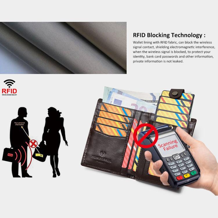 Compatible With Airtag HUMERPAUL BP798 Leather Wallet With Tracker Hole RFID Pull-Out Card Holder Card Case