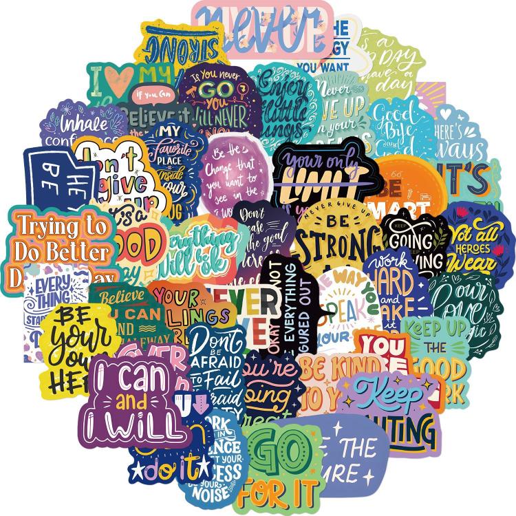 2sets English Stickers Personalized Decorative Luggage Notebook Waterproof Removable Stickers