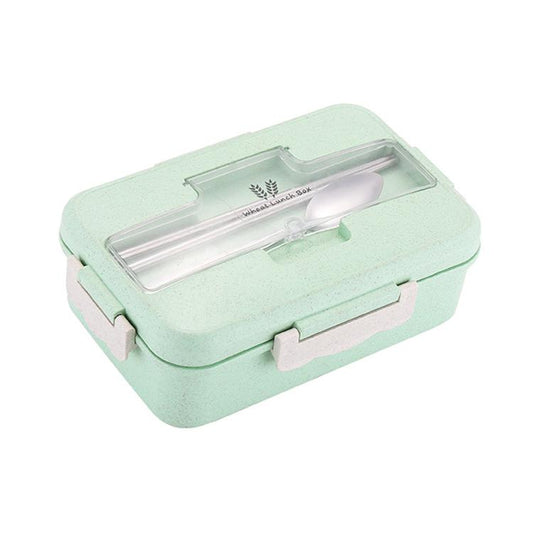 Plastic Split Microwaveable Oven Lunch Box With Stainless Steel Tableware