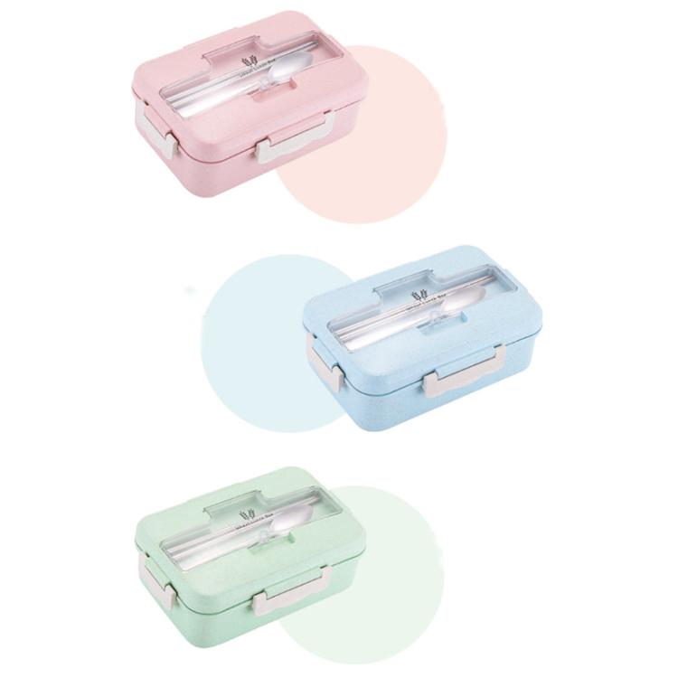 Plastic Split Microwaveable Oven Lunch Box With Stainless Steel Tableware