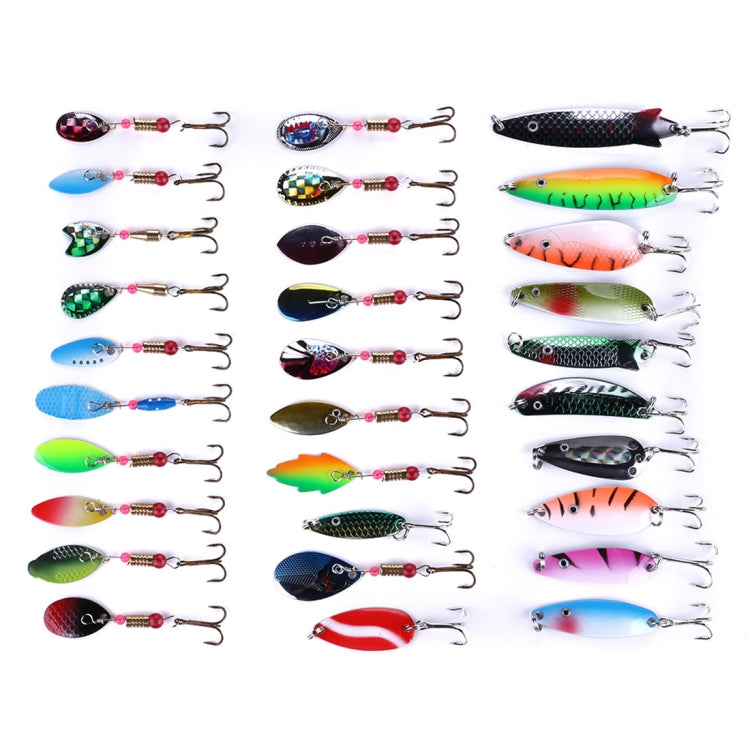 HENGJIA SPB30 30 PCS Sequin Set Metal Sequins False Bait Fresh Sea Bass Fishing Bait, Length: 2.5 to 4cm , Boxed
