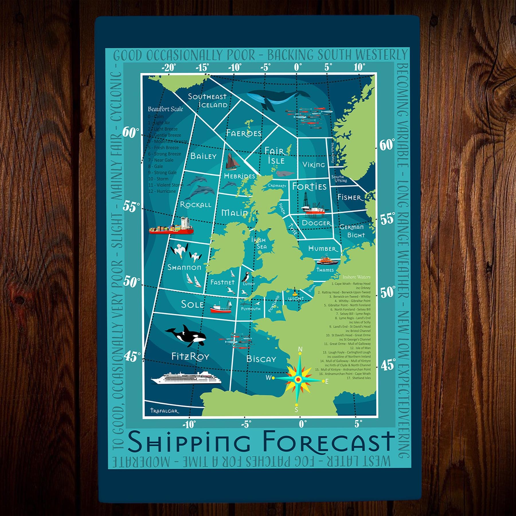 Katie Pearson Shipping Forecast Nautical Art Tile 30x20cm - Ready to Hang Wall Decor-Osiris Craftworks