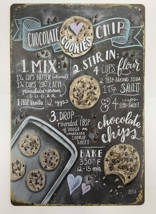 Vintage Kitchen Decor Delight in our Classic Chocolate Chip Cookie Recipe Metal Sign Wall Decor Housewarming Gift-Osiris Craftworks