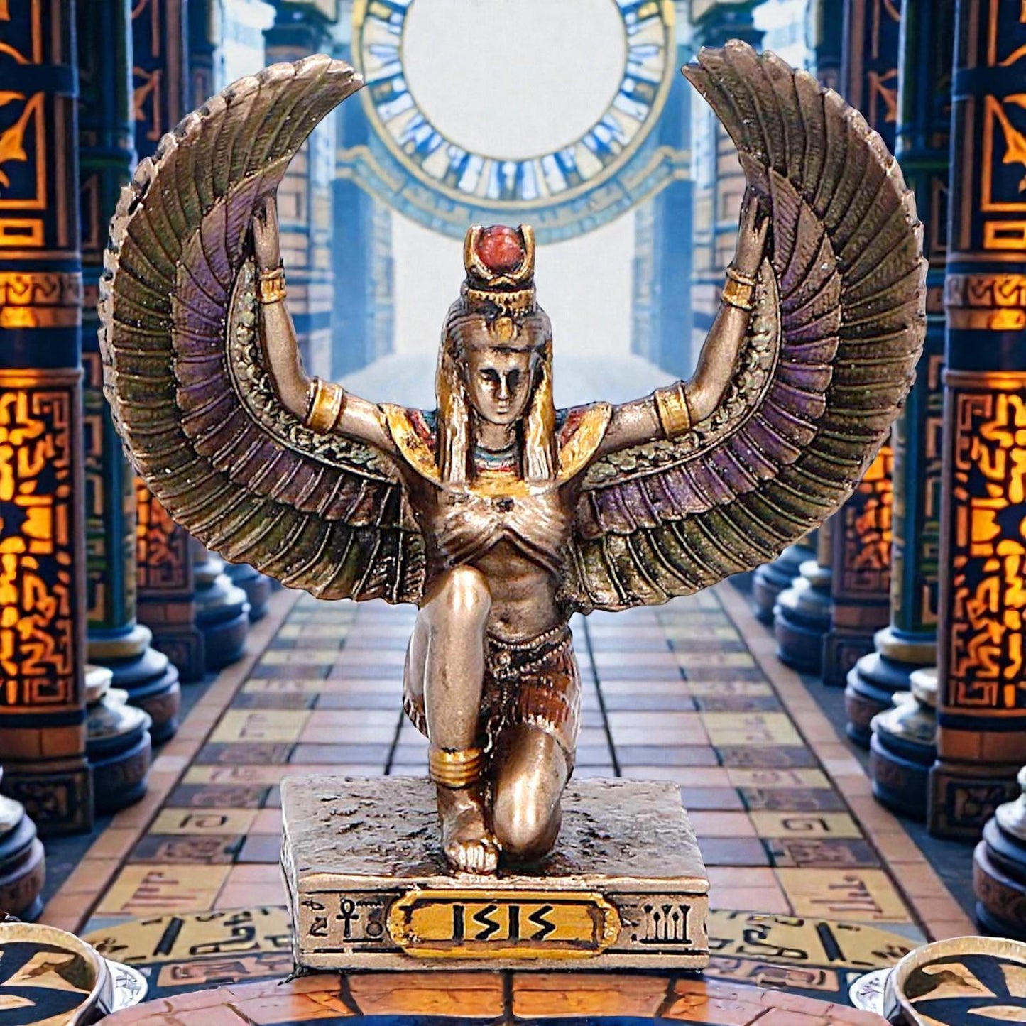 Small Isis Goddess of Magic Figurine Egyptian Mythology Winged Collectible Decor