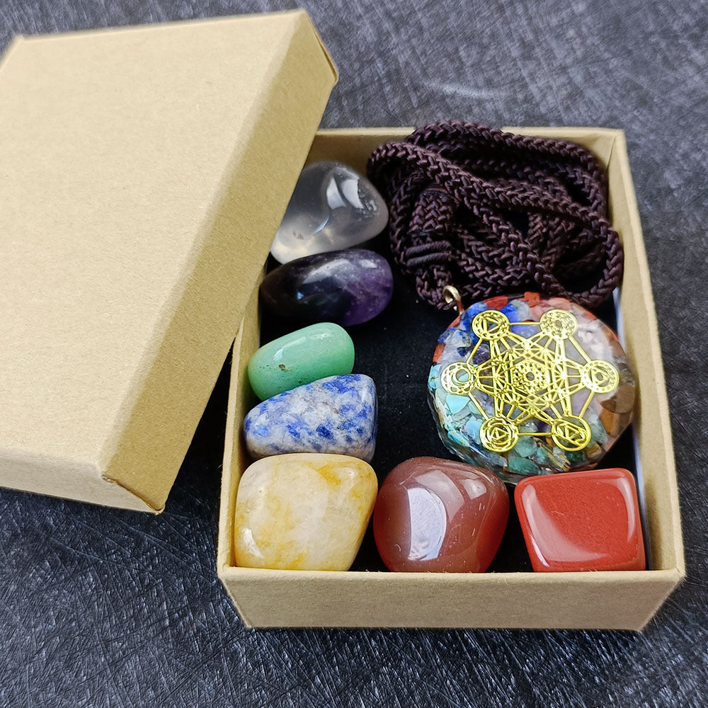 Irregular Natural Crystal Onyx Stone Color Necklace Set