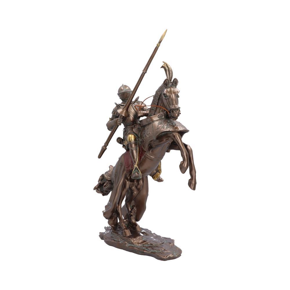 Medieval Knight on Horse Figurine Armoured Cavalry Statue Bronze Effect 45.9cm