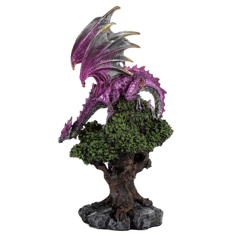 Majestic Purple Gothic Dragon Figurine Large Resin Fantasy Statue Ornament 31 cm