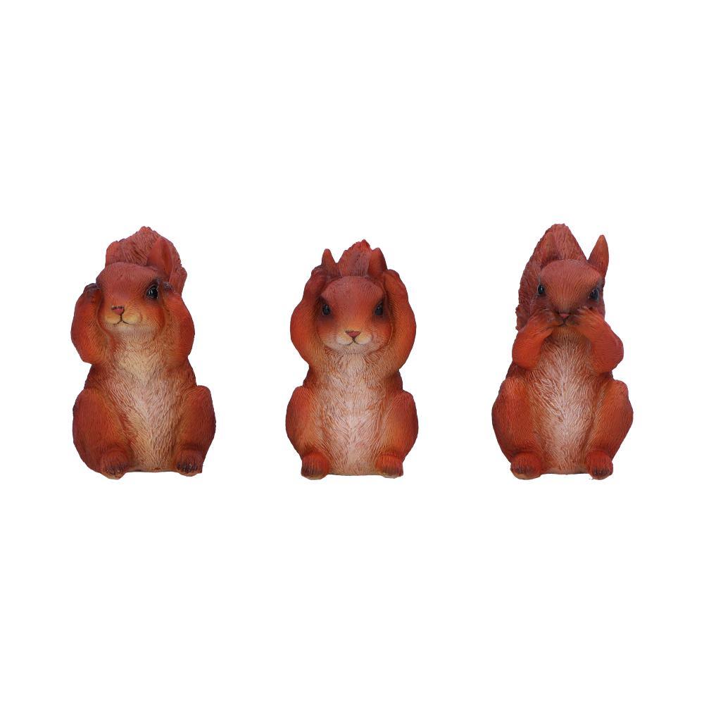 Three Wise Squirrel Figurines Hear See Speak No Evil Woodland Animal Statue
