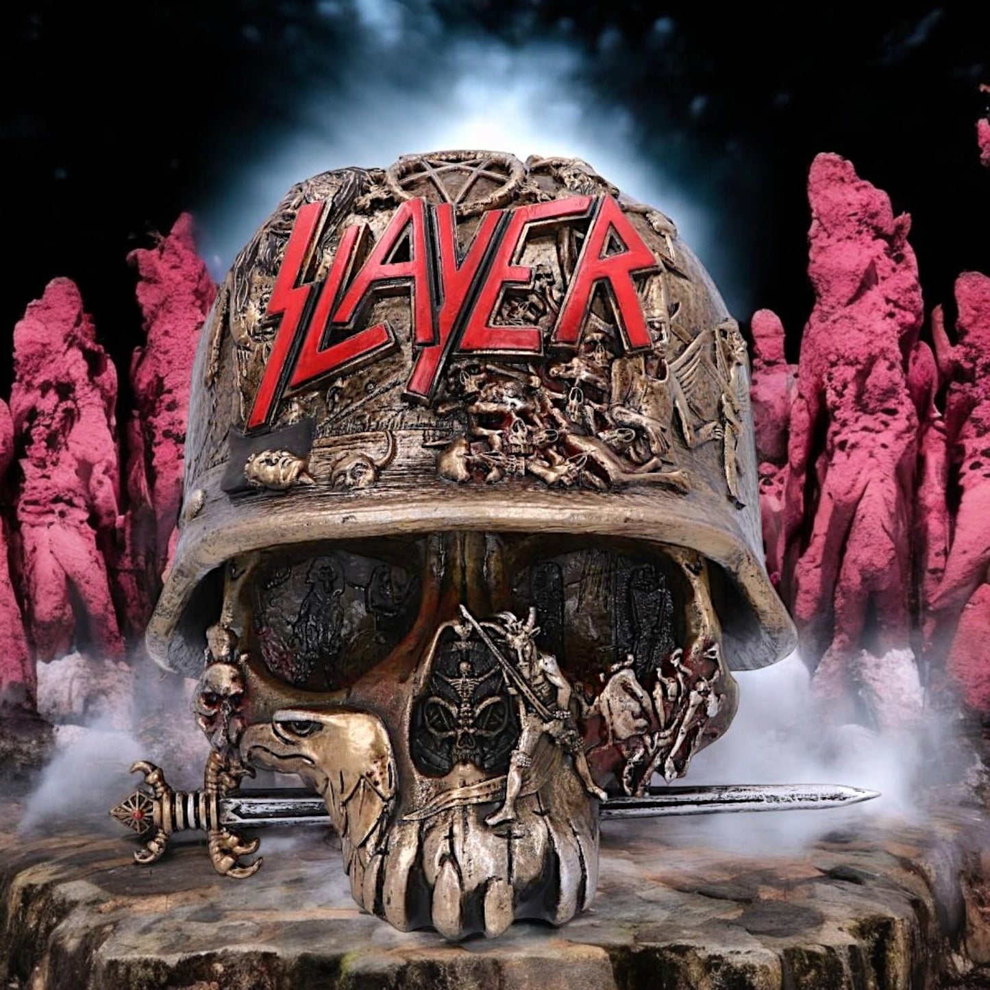 Official Slayer Skull Trinket Box | Eagle Helmet Logo Design | Gothic Resin Collectible 17.5cm