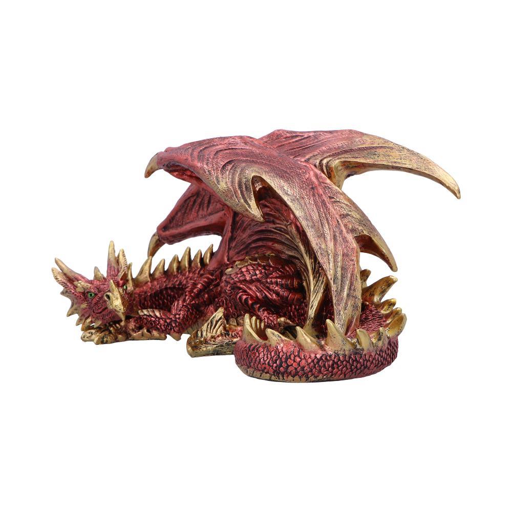 Mythical Red Gothic Dragon Resting Fantasy Creature Figurine Enchanted Decor