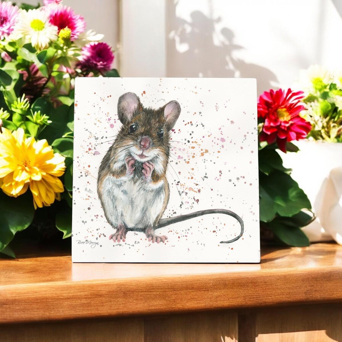 Mimi Mouse’ Ceramic Art Tile by Bree Merryn – 20x20cm Decor