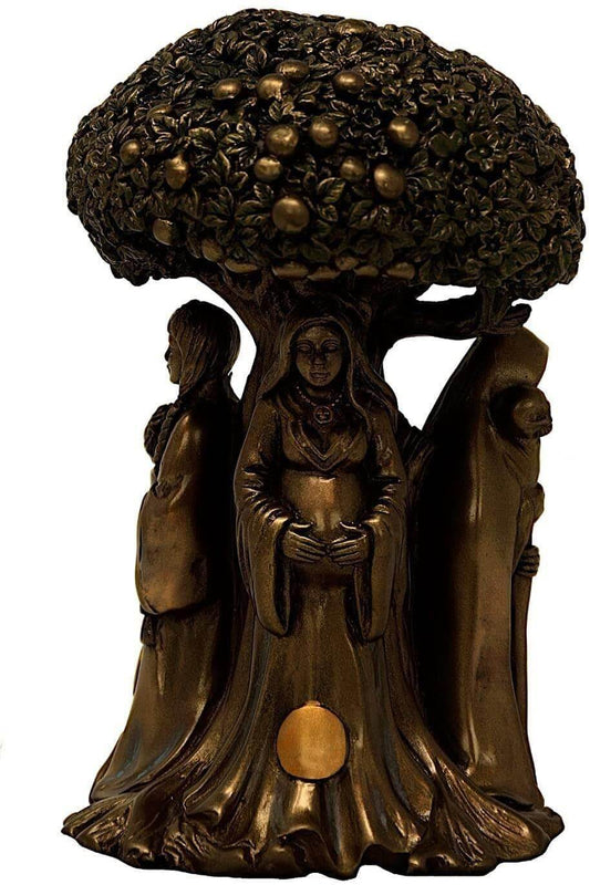 Bronze Effect Pagan Goddess Statue Mother Maiden Crone Triple Moon Sculpture Wiccan Altar Decoration