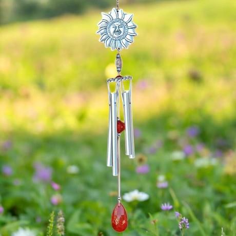 Sun Wind Chime with Acrylic Gem Accents – Beautiful Sun Catcher & Garden Decor - 42 cm