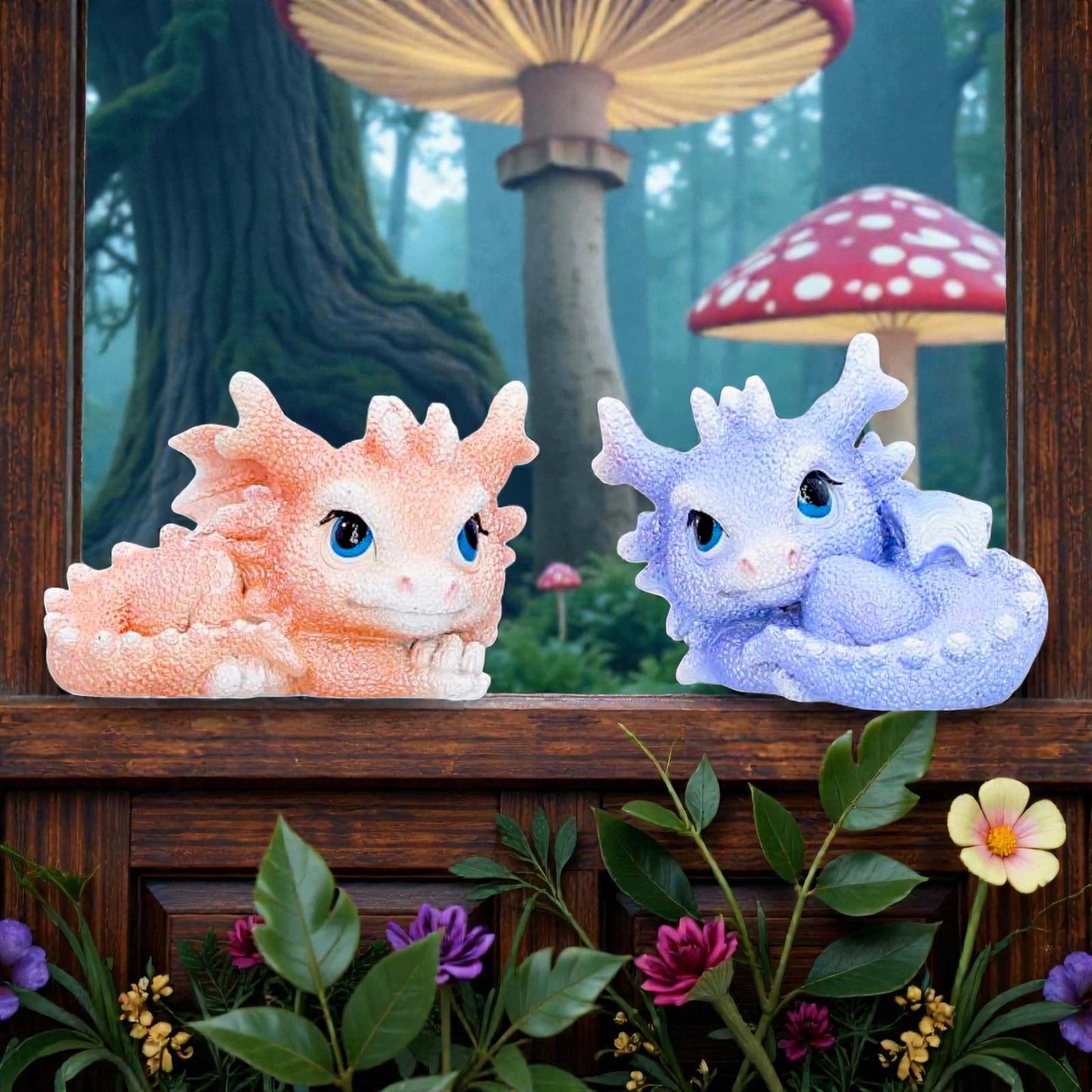 Nestlings Dragon Figurines Statue Ornament Sculpture Set of Cute Fantasy Decor