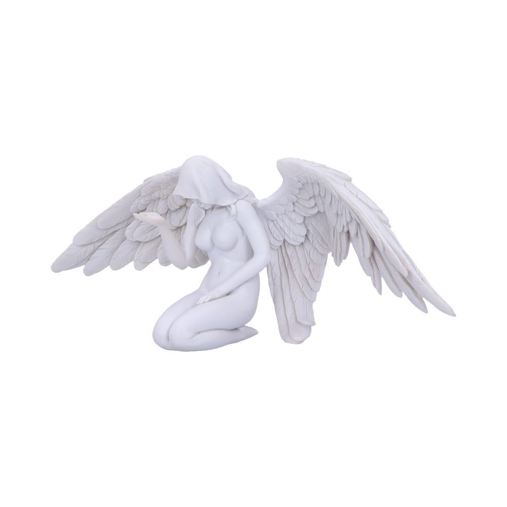 Elegant Kneeling Caped Fallen Gothic Angel Spiritual Fantasy Figurine Peace Decor