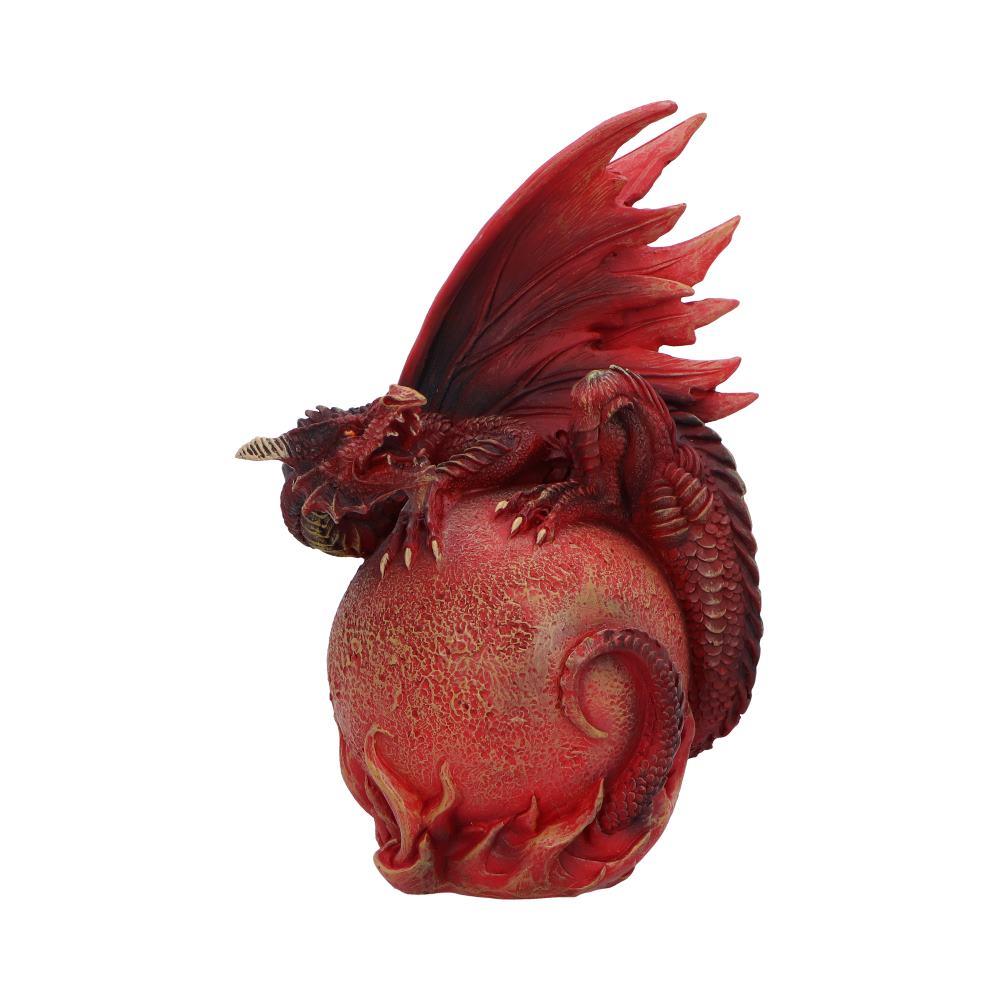 Gothic Fiery Crimson Mars Dragon Fantasy Statue Martian globe Mythical Decor