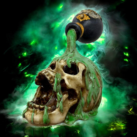 Alchemy Skull Gothic Figurine Toxic Potion Statue Witchcraft Fantasy Decor 19.5 cm