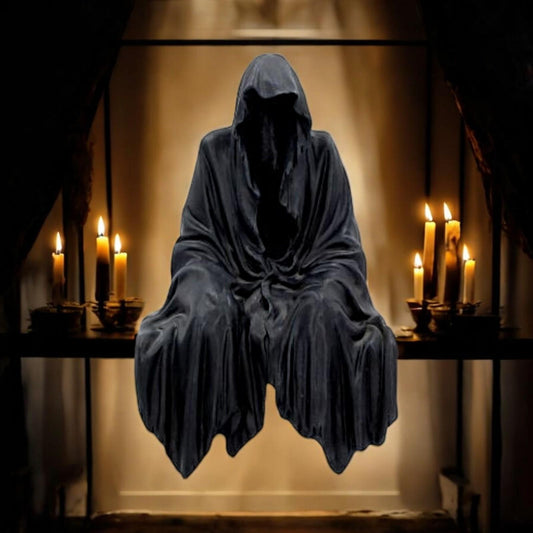 Gothic Grim Reaper Figurine - Resin Ornament for Wicca & Pagan Decor 23cm