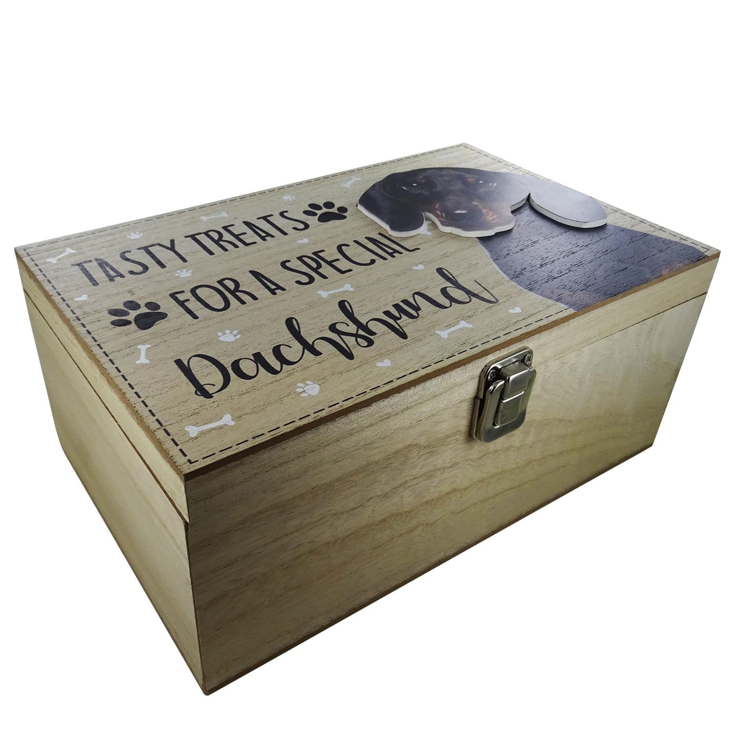 Dachshund Dog Treat Box - Wooden Pet Storage for Dachshund Lovers