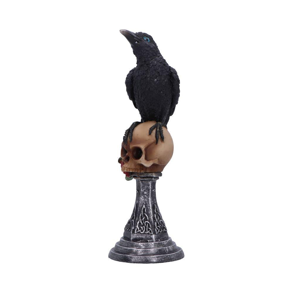 Raven on Skull Gothic Figurine Celtic Rose Base Ornament Occult Horror Statue