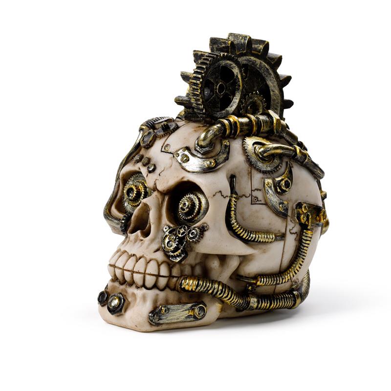 Gothic Steampunk Skull Figurine Industrial Cogs Design Victorian Ornament Decor