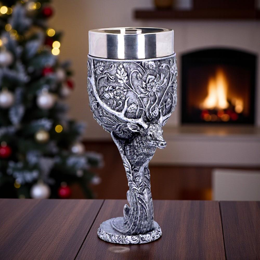 Celtic Stag Head Goblet Monarch of the Glen Chalice Pagan Gothic Altar Wine Cup