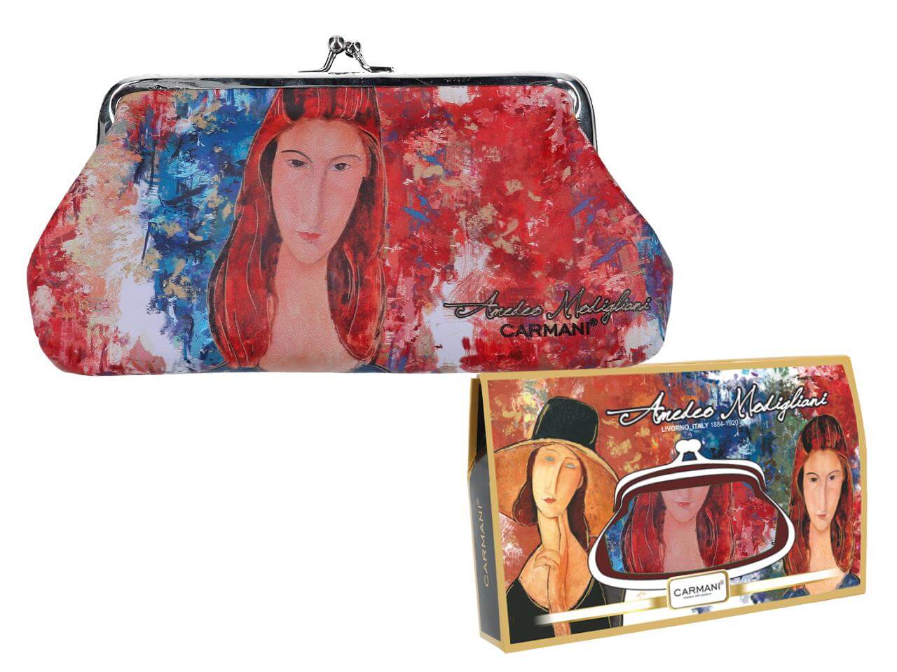 CARMANI - Medium Ladies Clasp Coin Purse with Amedeo Modigliani Jeanne Hebuterne