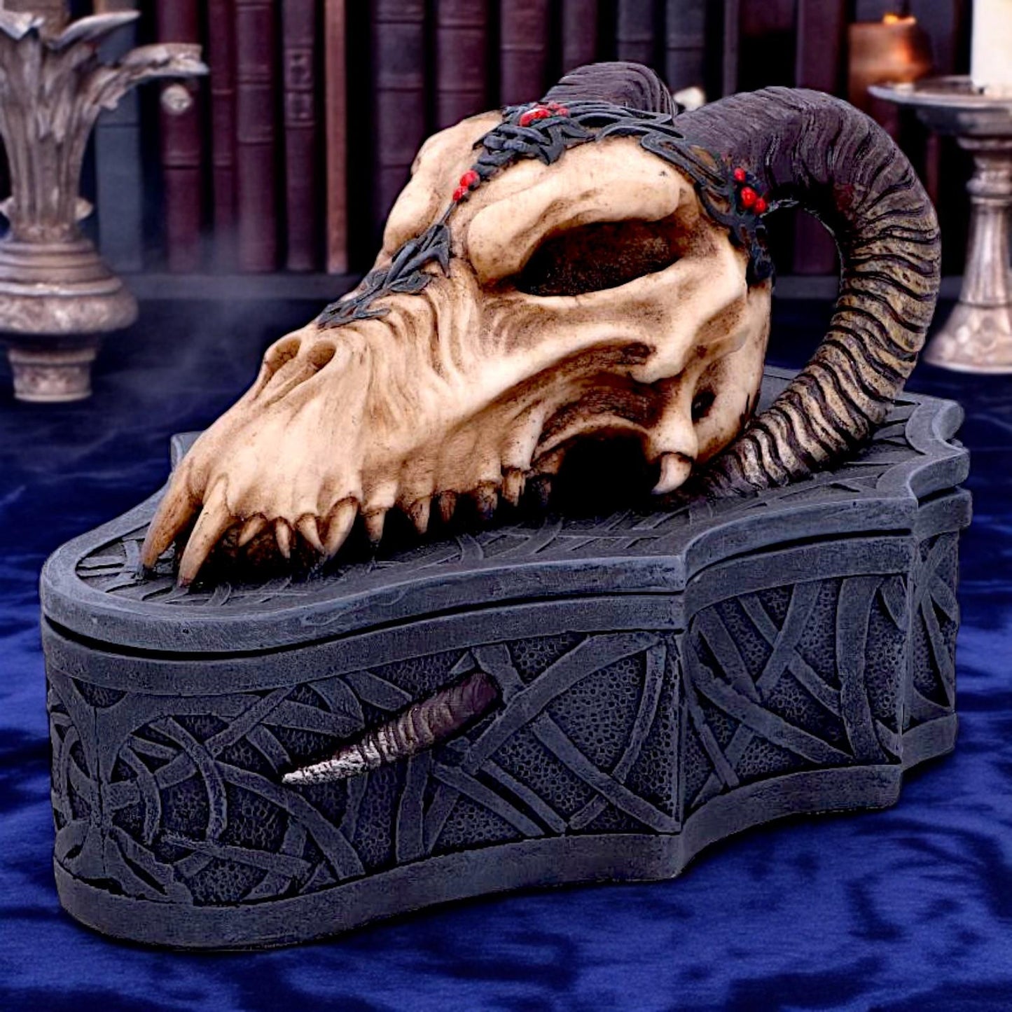 Fantasy Gothic Dragon Skull Box Monte Moore Design Collectible Trinket Storage