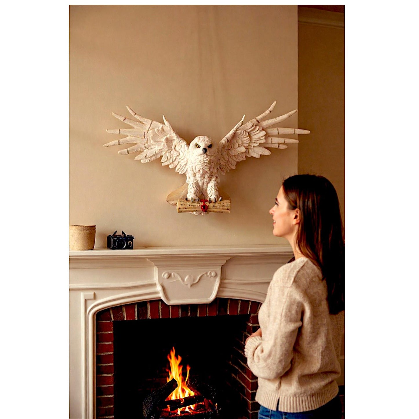 Magical Owl Wall Statue Hanging Fantasy Gothic Bird Ornament Collectible Decor