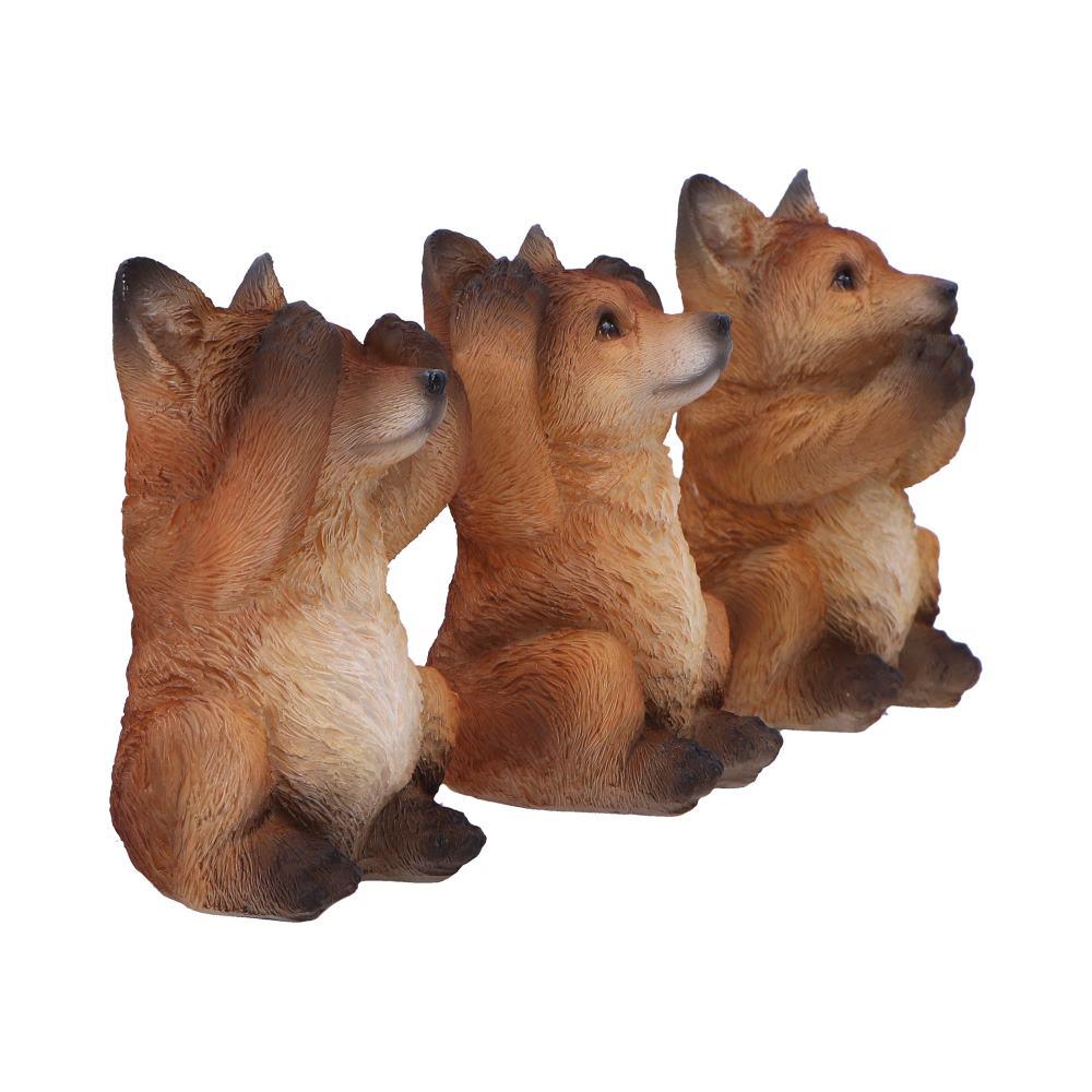 Three Wise Fox Figurines Set Hear See Speak No Evil statue Wisdom Ornaments