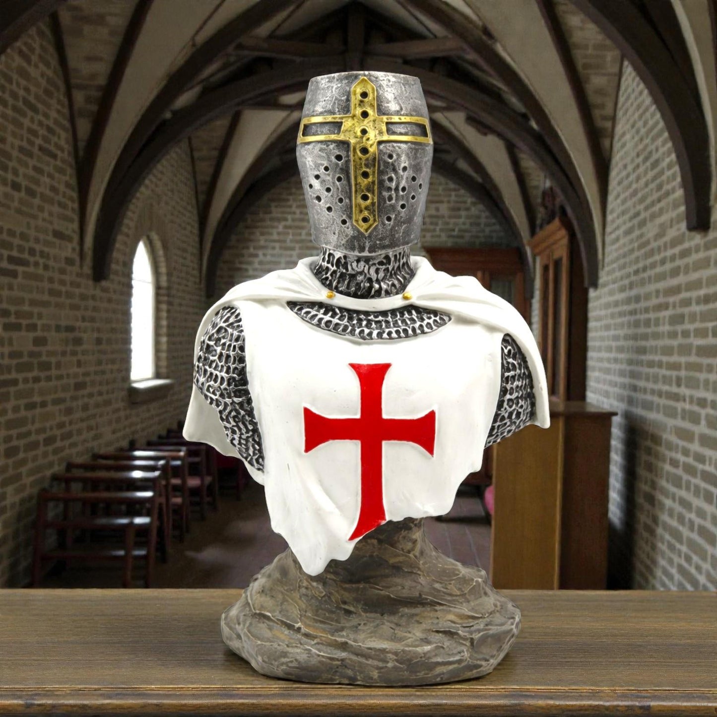Medieval Templar Bust Crusader Knight Armour Gothic Collectible Home Decor