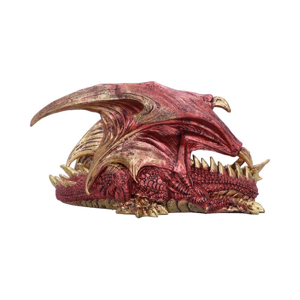 Mythical Red Gothic Dragon Resting Fantasy Creature Figurine Enchanted Decor