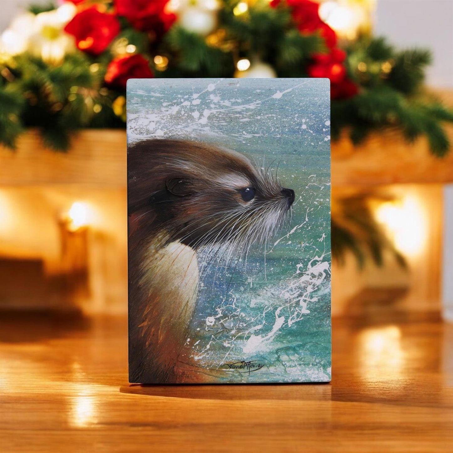 Otter Looking Out Ceramic Art Tile by David Finney - 30x20 cm - Ready to Hang - Unique Gift for Nature Lovers