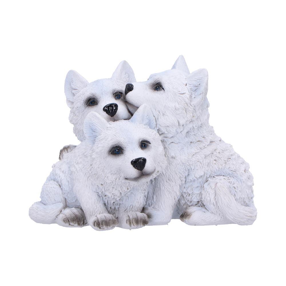 Adorable Wolf Cub Figurine Trio Realistic Pups Ornament Fantasy Nature Statue