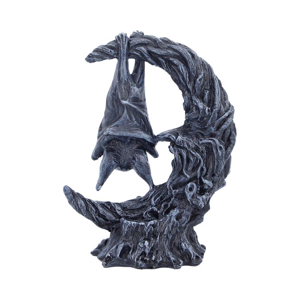 Gothic Bat Moon Figurine Dark Fantasy Decor Crescent Moon Horror Ornament