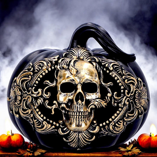 Gothic Pumpkin Ornament Halloween Horror Figurine Fantasy Statue Home Decor