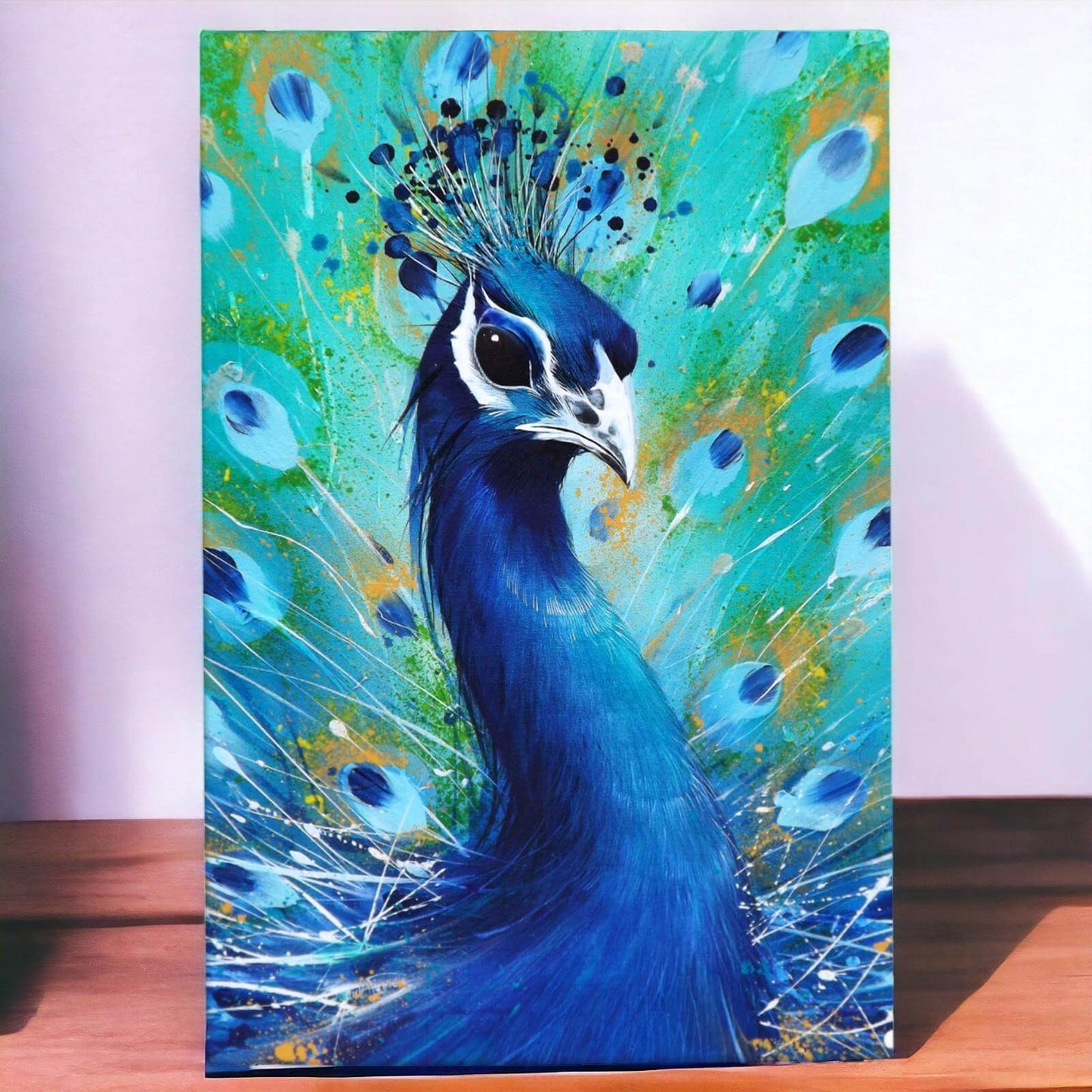 D. Finney Peacock Ceramic Wall Art Tile 30x20cm | Colourful Bird Painting Decor-Osiris Craftworks