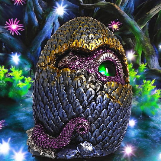 Hidden Hatchling Dragon Figurine 15.2cm | Hand-Painted Fantasy Egg Ornament | Unique Dragon Decor