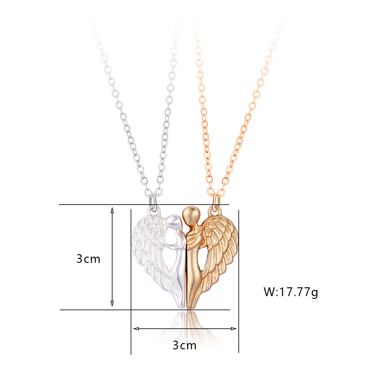 Two Novel Angel Wing Magnetic Couple Necklaces In Different Colors Can Also Be Jewelry For Good Friend To Commemorate Friendship