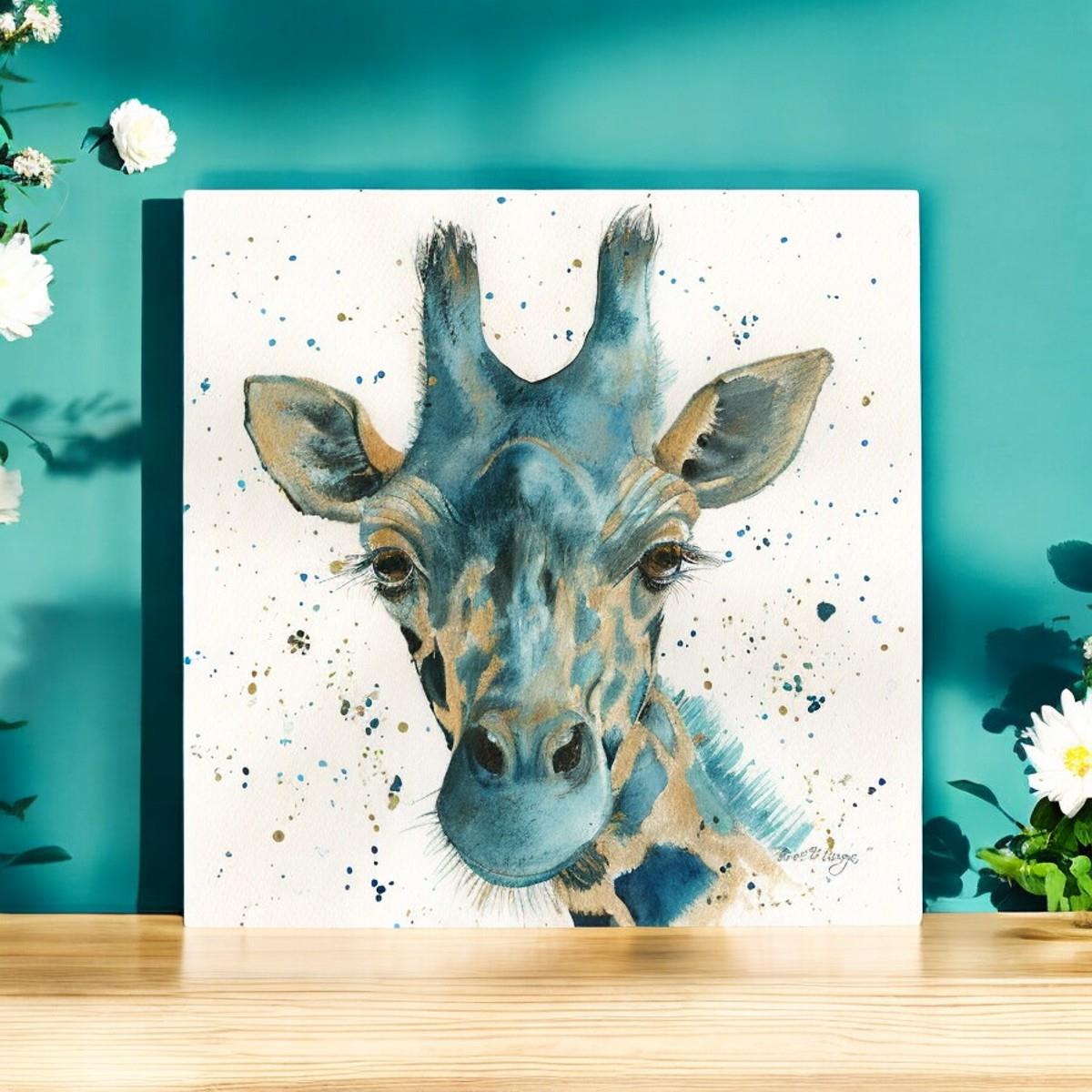 GENEVIEVE Giraffe Ceramic Art Tile by Bree Merryn - 20x20cm Wall Decor - Ready to Hang - Nature-Inspired Home Art-Osiris Craftworks