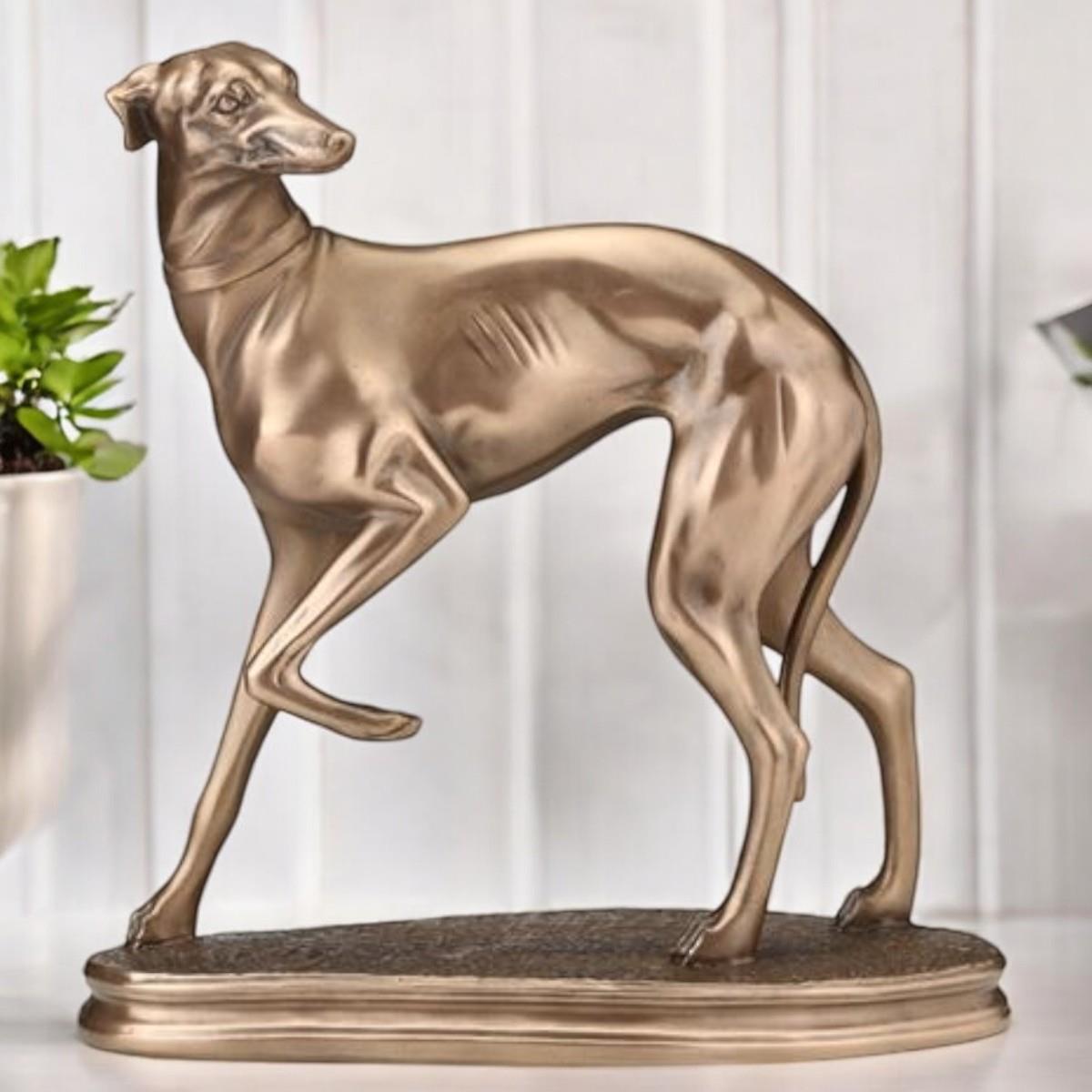 Bronze Finish Greyhound Dog Sculpture - Elegant Resin Statue - Home Decor