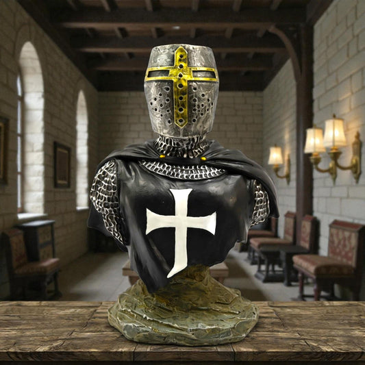 Dark Knight Templar Bust Crusader Helmet Medieval Gothic Warrior Ornament